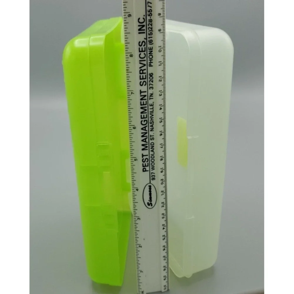 Spacemaker Vintage 1990s Plastic Pencil Case Box Neon‎ Green Top Frosted Bottom